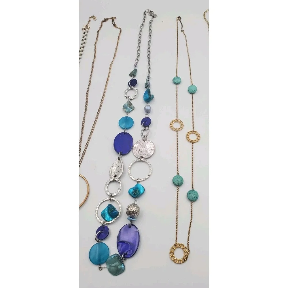 Vintage-Now Necklace Lot 8 Necklaces Teal And Faux Turquoise Estate Jewelry Find